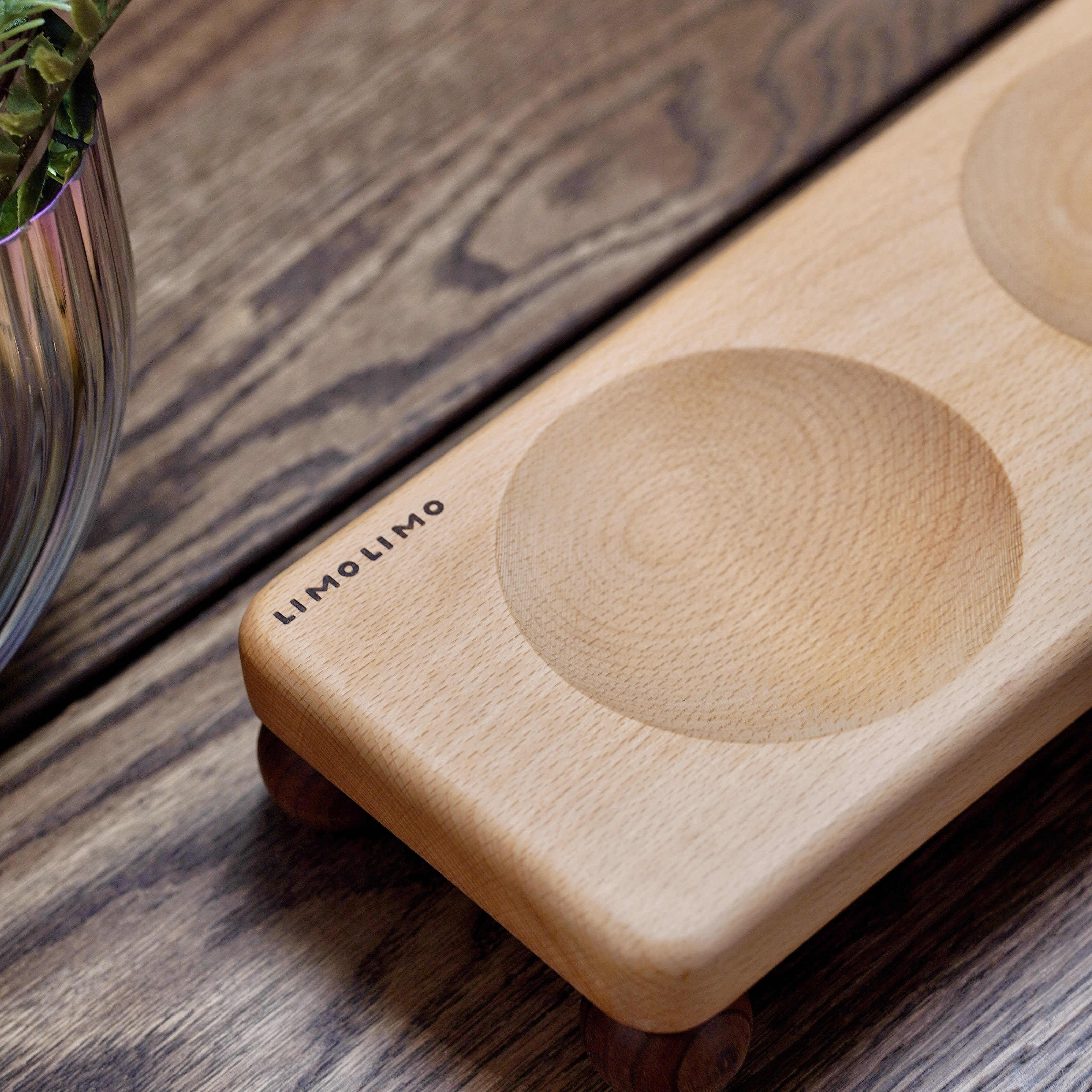 Solid Wood Ceramic Pet Bowl Feeding Bowl