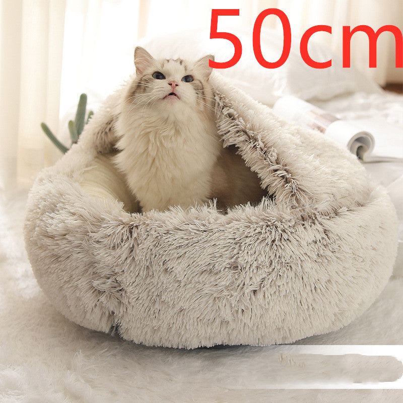 Luxury Round Plush Bed for Pets - Ultimate Winter Comfort