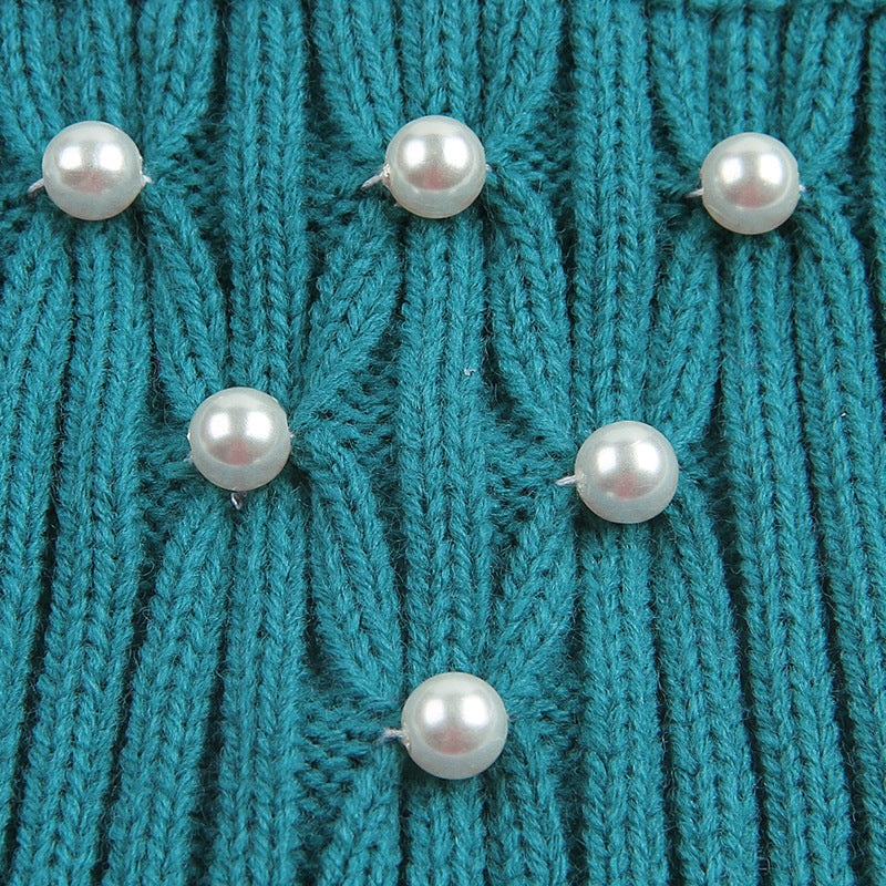 Knitted Teddy Dog Sweater with Rhinestone Lace