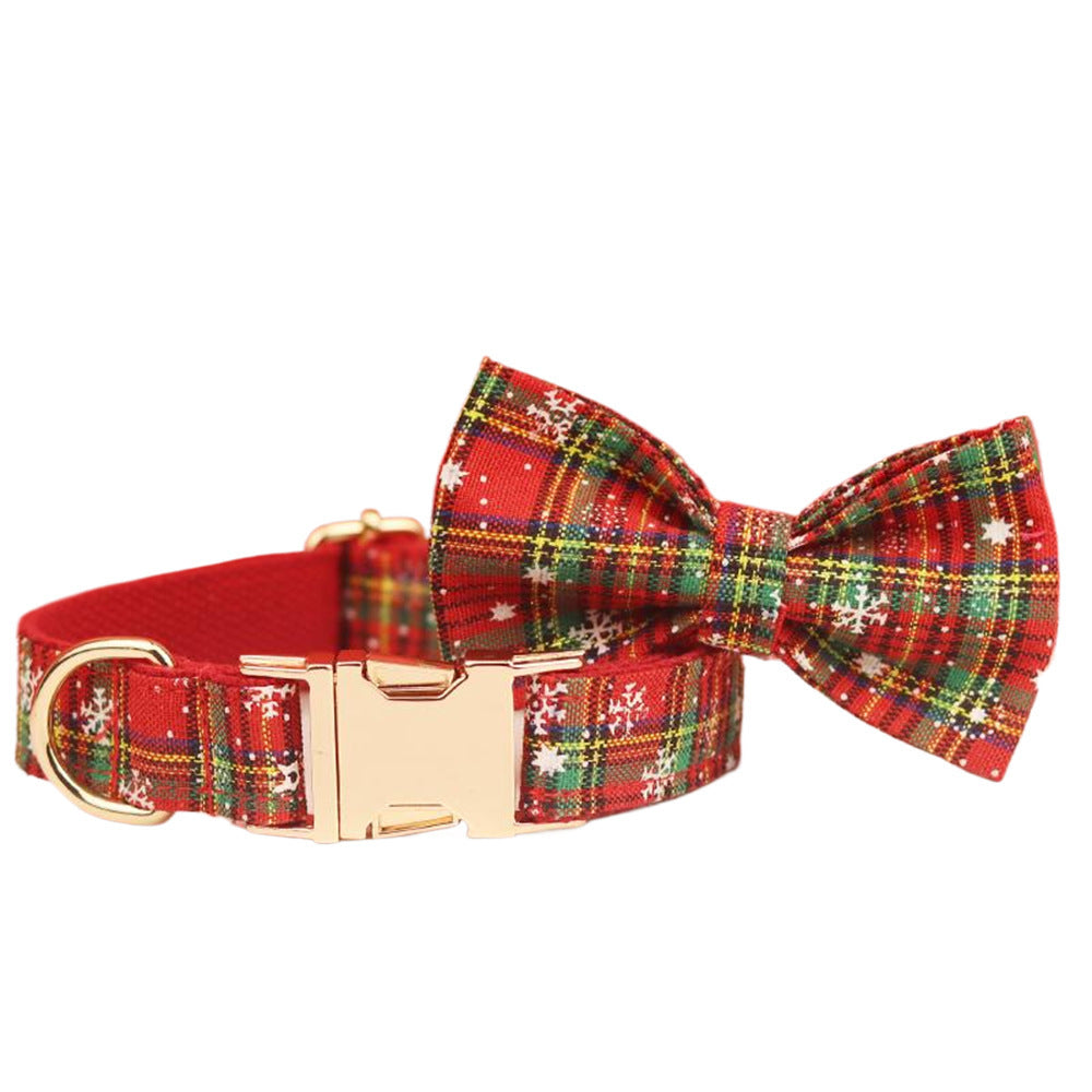 Red Background Snowflake Pet Collar