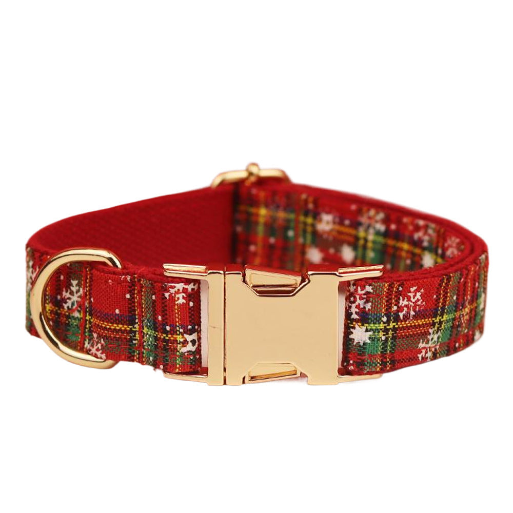 Red Background Snowflake Pet Collar