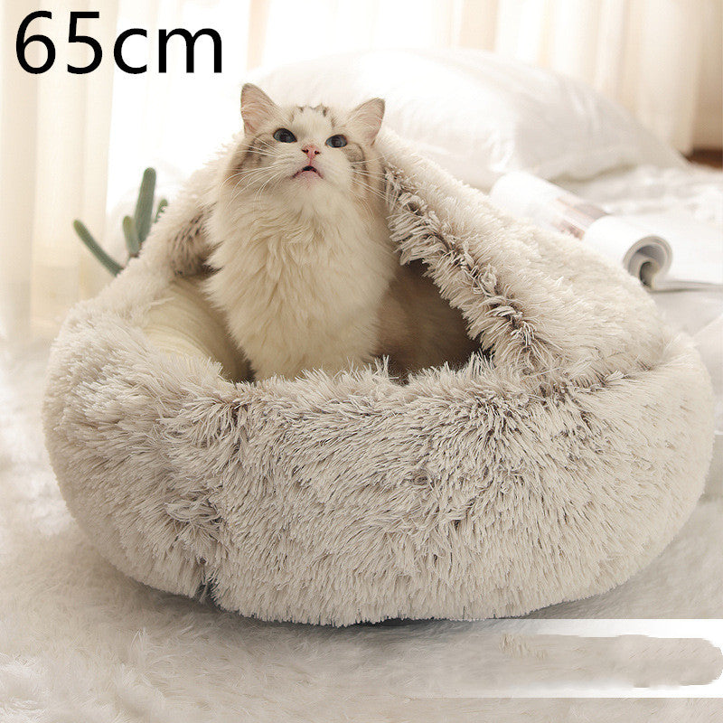 Luxury Round Plush Bed for Pets - Ultimate Winter Comfort