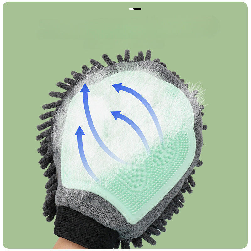 Pet Bathing Brush 2-in-1 Grooming Gloves