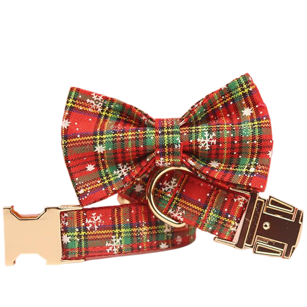 Red Background Snowflake Pet Collar