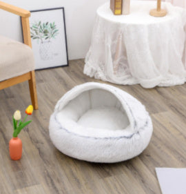 Luxury Round Plush Bed for Pets - Ultimate Winter Comfort