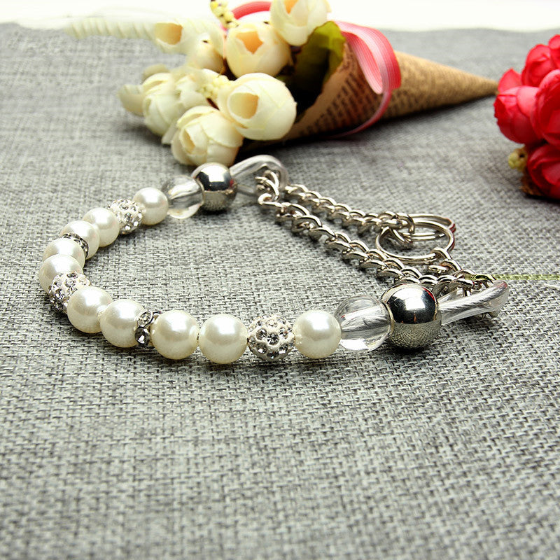 Luxury Pearl Dog Leash and Collar Set for Elegant Walks
