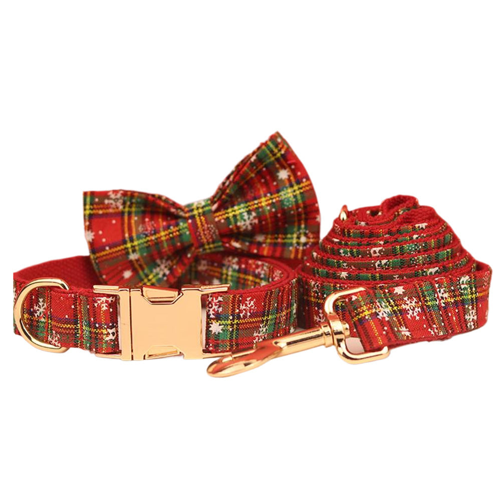 Red Background Snowflake Pet Collar