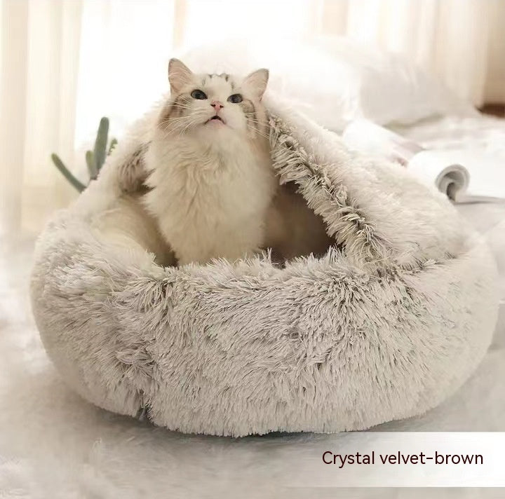 Luxury Round Plush Bed for Pets - Ultimate Winter Comfort