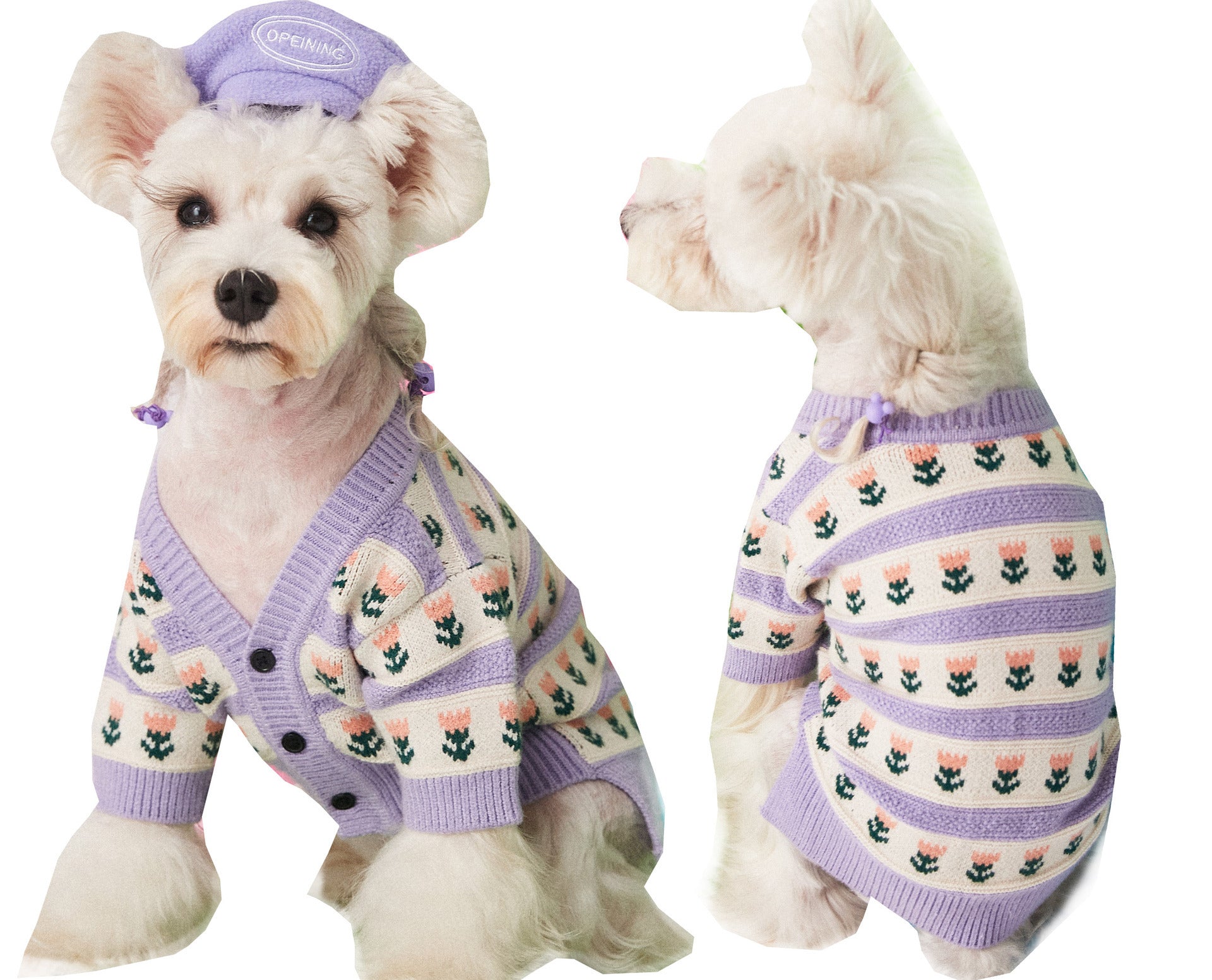 Purple Flower Pet Cardigan Sweater