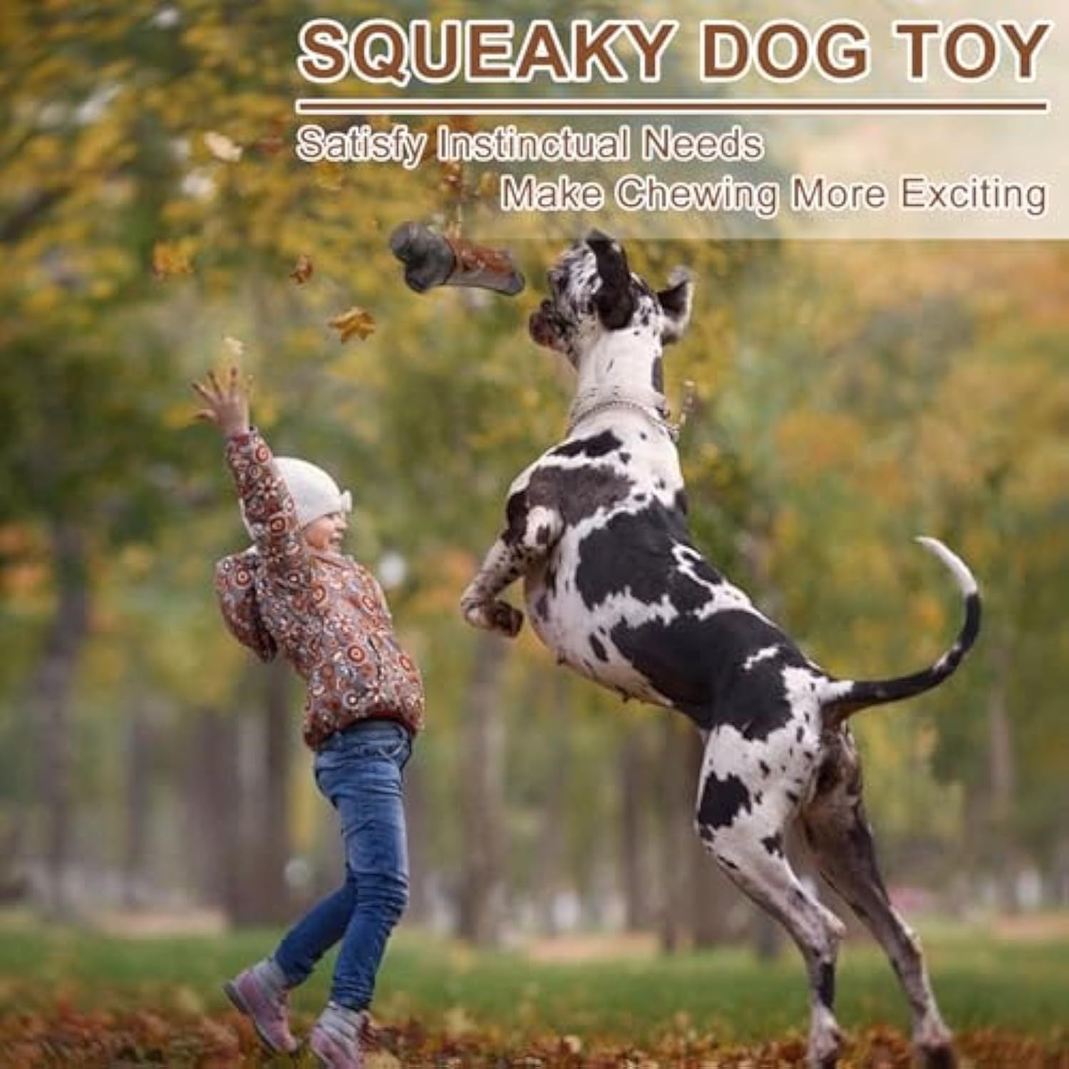 Squeaky dog toy for aggressive chewers satisfying instinctual needs and making chewing more exciting.