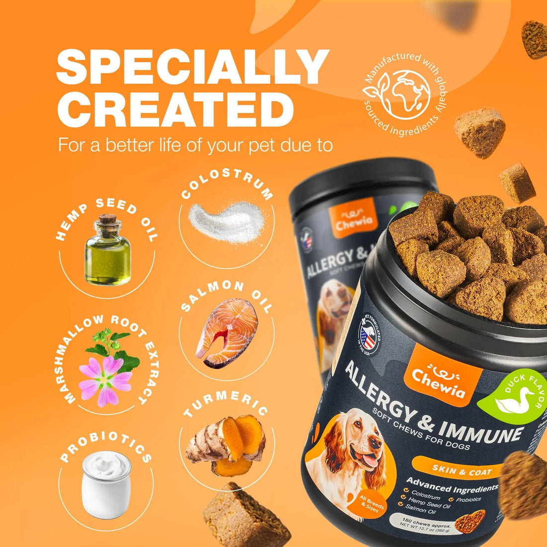 Dog Allergy Relief Chews for Itch and Skin Health Support