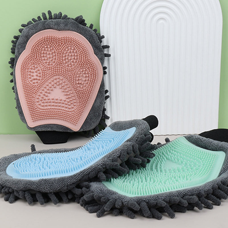 Pet Bathing Brush 2-in-1 Grooming Gloves