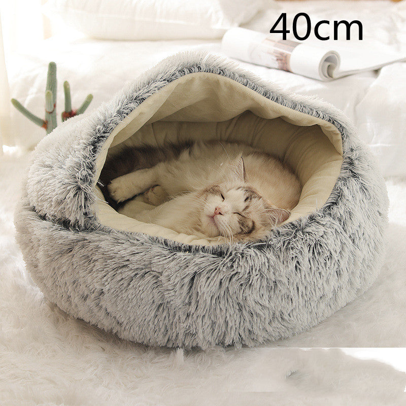 Luxury Round Plush Bed for Pets - Ultimate Winter Comfort