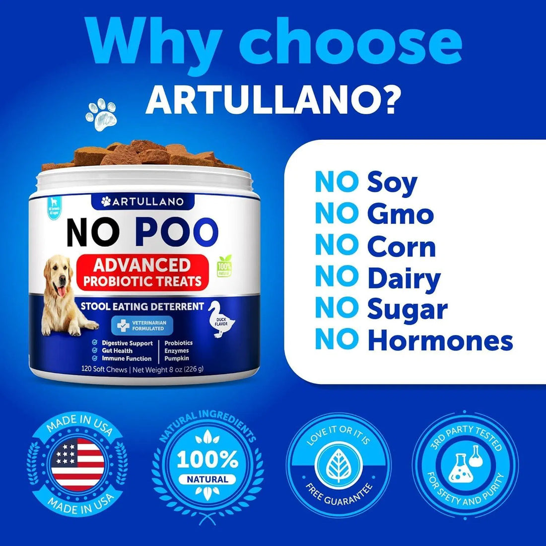 No Poo Chews For Dogs Puppy Coprophagia Stool Eating Deterrent Prevent Dog From Eating Poop Stop Eating Poop Treats With Probiotics & Enzymes Immune Digestive Gut Health Support Supplement