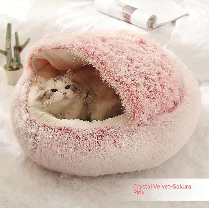 Luxury Round Plush Bed for Pets - Ultimate Winter Comfort