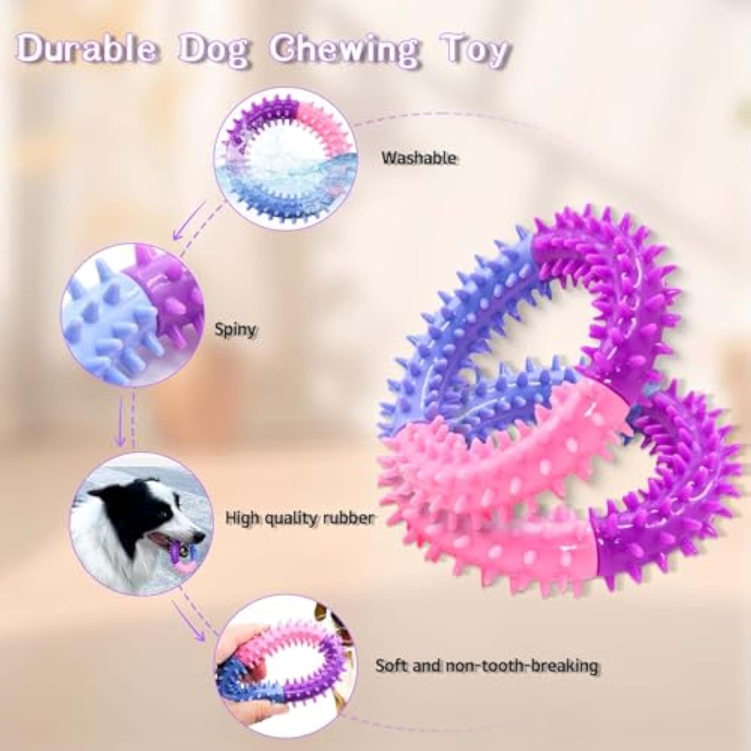 Ring Teething Toys For Medium & Large Dogs featuring durable, washable design for safe chewing and interactive play.