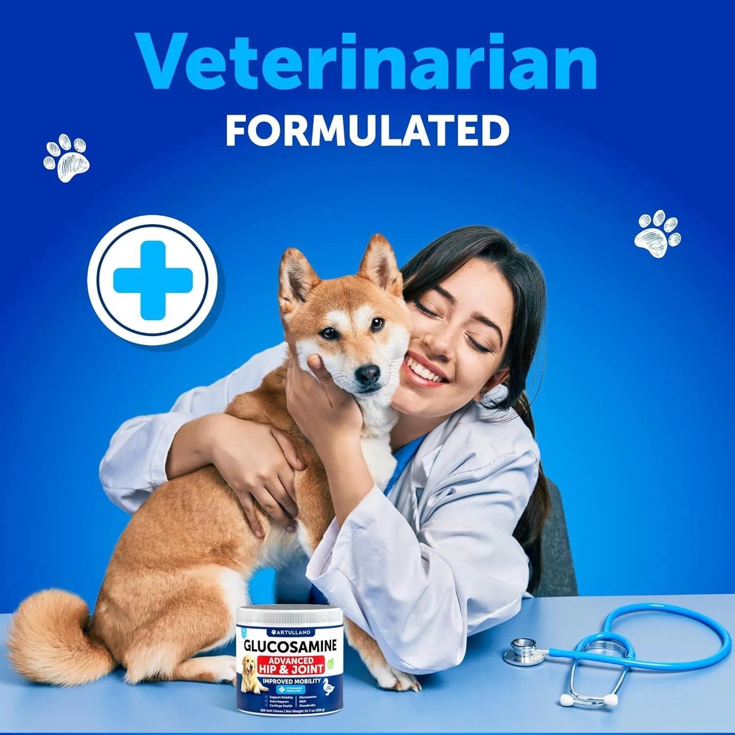 Glucosamine For Dogs Hip And Joint Supplement For Dogs With Arthritis Chews With Chondroitin Hemp Oil MSM Canine Joint Pain Relief Health Mobility Support For Large Breeds 120 Soft Treats
