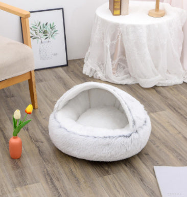 Luxury Round Plush Bed for Pets - Ultimate Winter Comfort
