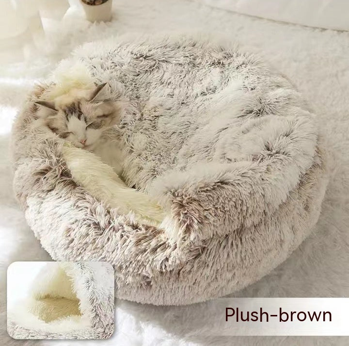 Luxury Round Plush Bed for Pets - Ultimate Winter Comfort