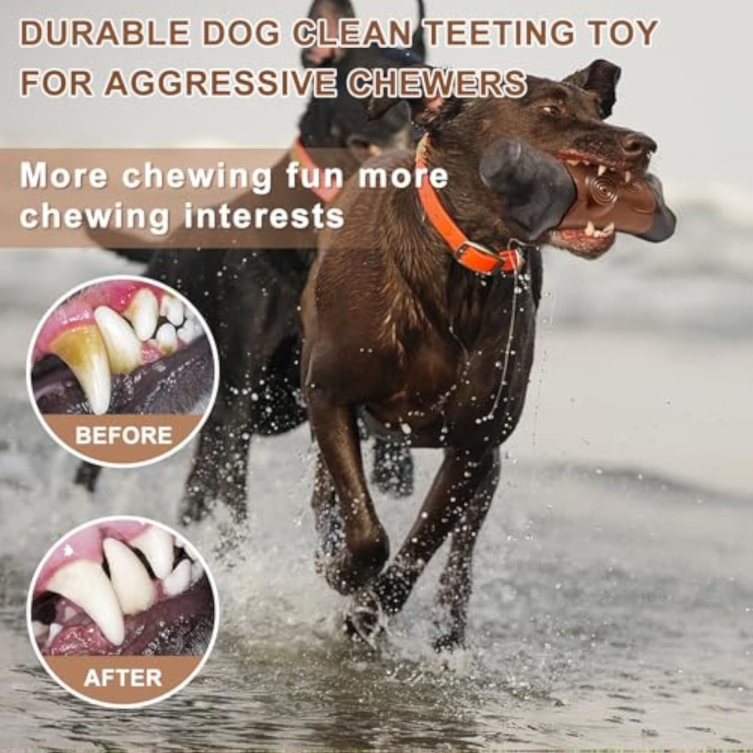 Tough Dog Toys For Aggressive Chewers - Durable clean teething toy promoting dental health for active dogs.