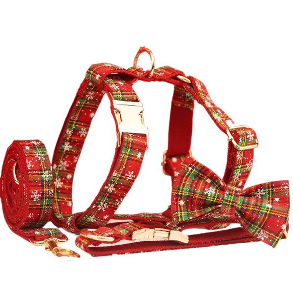 Red Background Snowflake Pet Collar