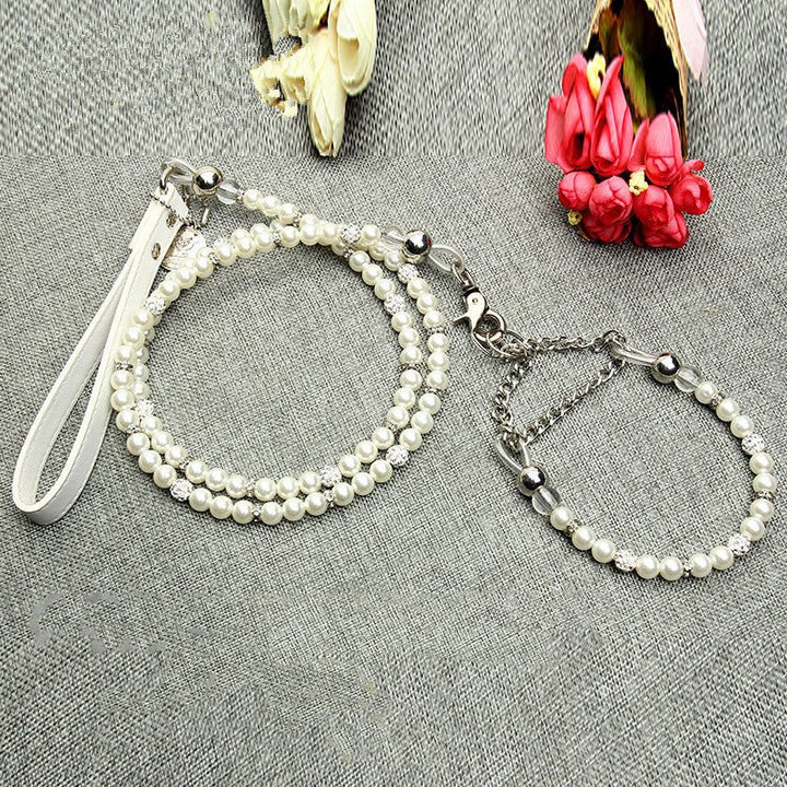 Luxury Pearl Dog Leash and Collar Set for Elegant Walks - Drool Depot